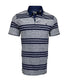 Polo piqué gris avec bande bleu nuit